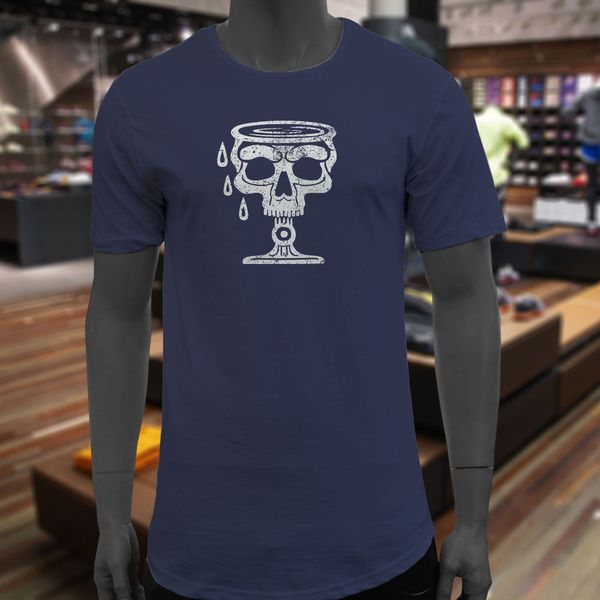 

2019 men's fashion print t-shirt men summer style aquarius skull water zodiac horoscope astrology mens navy extended
