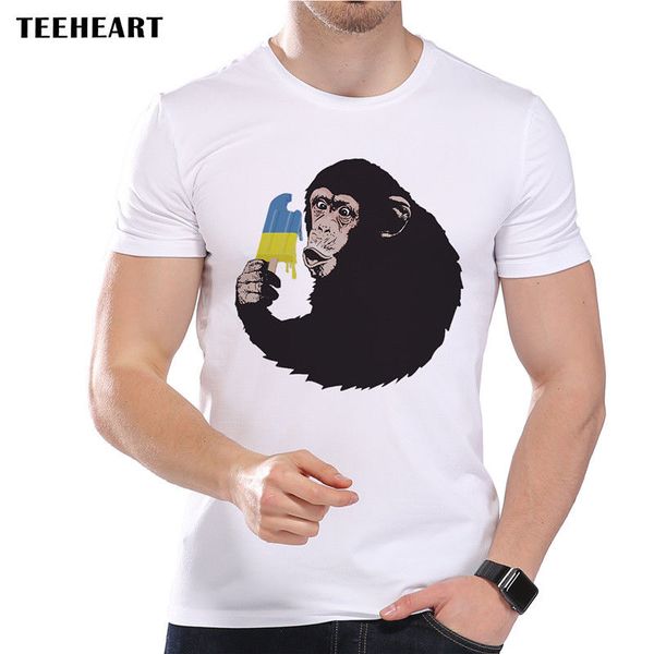 

2019 мужчина самый лучший продавая amused шимпанзе и красочные popsicle мороженое смешные шутка мужчины футболка tee summer tee shirt