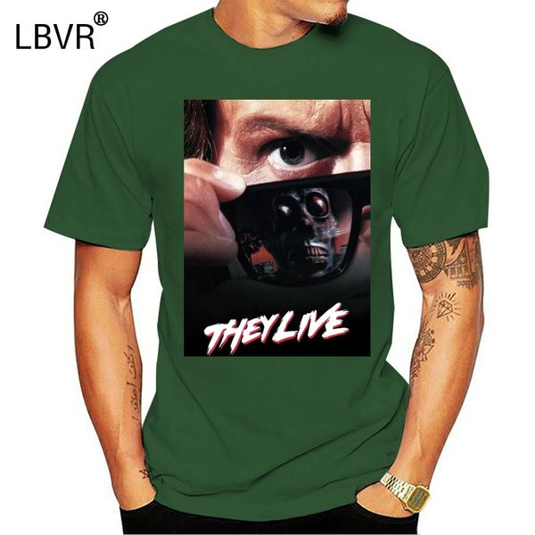 

they live men's poster t-shirt black rockabilia pure cottontee shirt