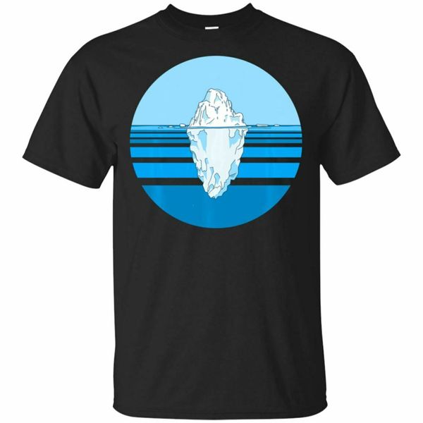 

retro iceberg vintage floating glacier black, navy t-shirt present casual tee shirt