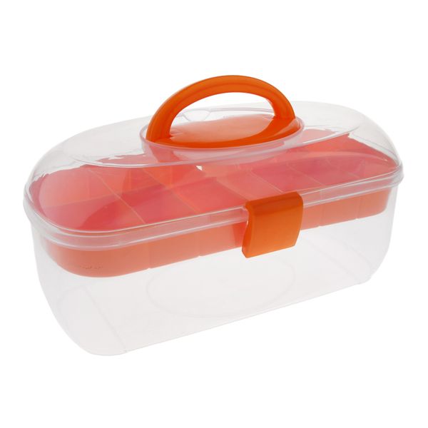 

2 layered plastic nail art tools storage box brushes pens organizer case