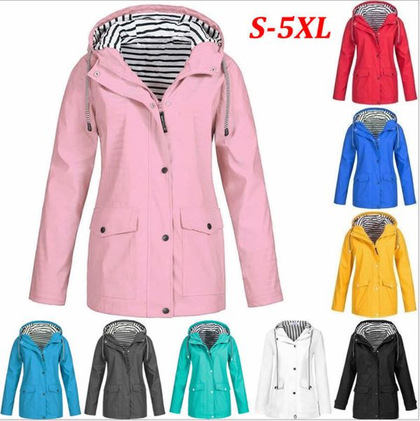 

women hooded jacket solid color warm fashion striped outdoor mountaineering wear waterproof breathable jackets female 11 colors s-5xl, Black;brown