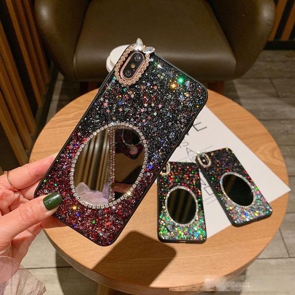 

fashion bling bling 3d mirror phone case luxury diamond rhinestone glitter phone shell for iphone apple 7 8plus xr x max 11 pro