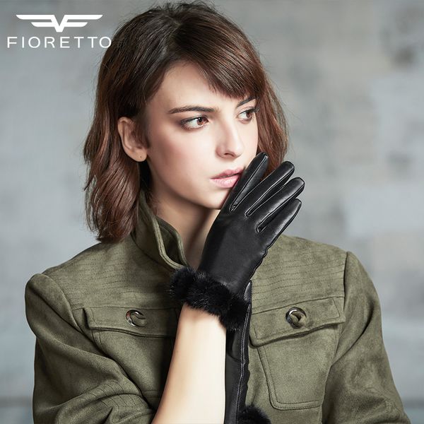 

fioretto soft 2-tone leather gloves wrist new fashion2020, Blue;gray