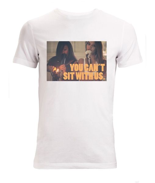 

new fashion cool casual t shirts you can't sit with us smoking girl art men's (woman's available) t shirt white summer tee sh