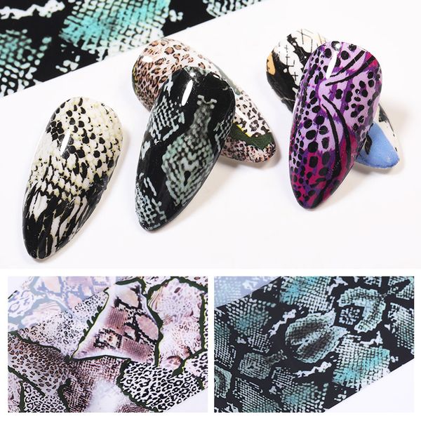

stickers & decals 10pcs/set serpentine nail foil holographics snake skin on nails art transfer decoration dty manicures tips, Black