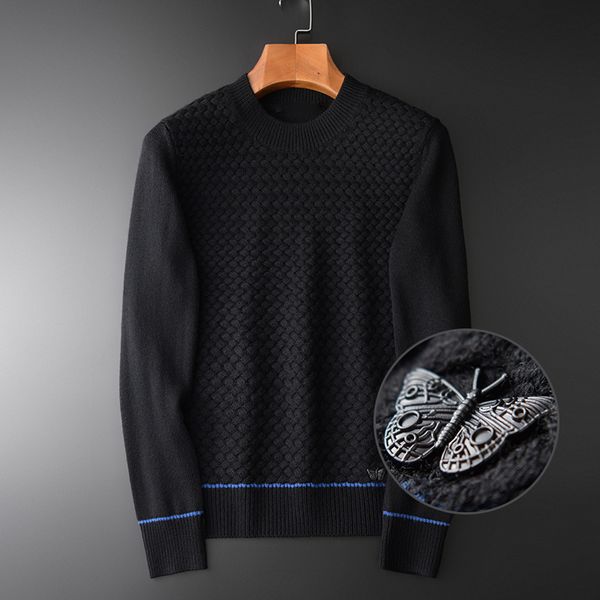 

mens luxury wool 3d jacquard knitted round collar male autumn winter slim fit sweater man plus size 4xl, White;black