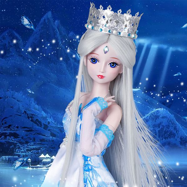 

1/3 bjd silver hair wig and crown set for 60cm fairy lolita doll sd luts dot