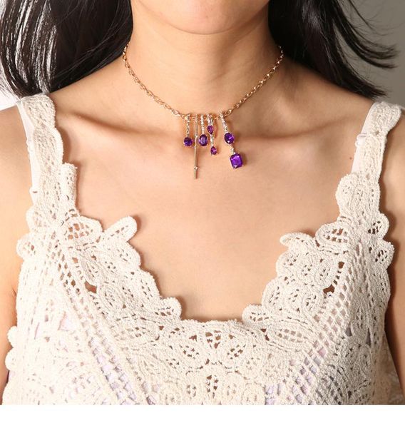 

new natural irregular pendant necklace street style necklace women ladies, Silver