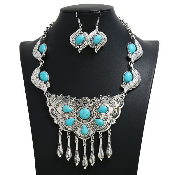 

lzhlq 2020 ожерелье colar vintage bohemian этнический choker maxi себе ожерелье женщин комплекты ювелирных изделий, Silver