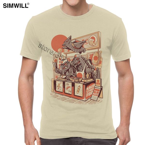 

men's humor funy kaiju street food t-shirt cool japan monsters sell tee short sleeved cotton graphic print tees trend apparel