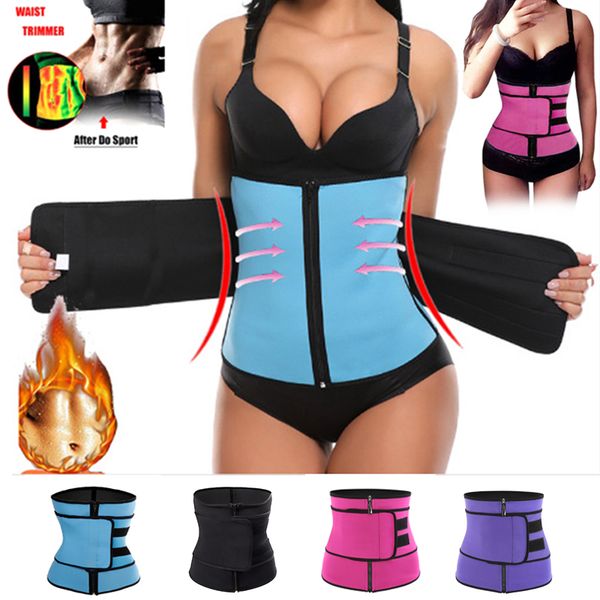 

waist trainer corset women men body shaping zipper abdomen belt sports cinchers b2cshop, Black;gray