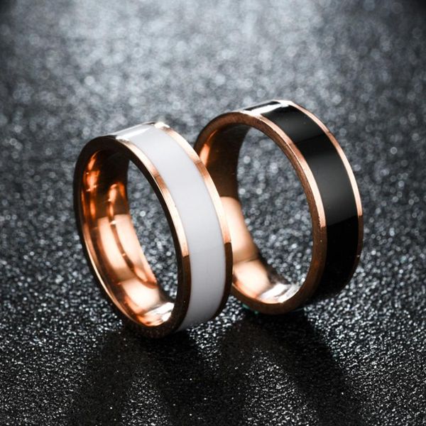 

hobborn classic stainless steel rings men women rose gold silver color wedding ring romantic couple jewelry valentine's day gift, Golden;silver
