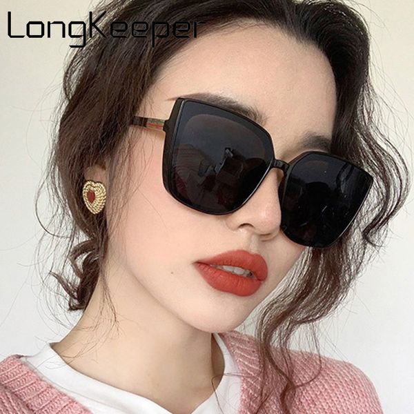 

longkeeper cat eye sunglasses women 2020 retro sun glasses female big frame square glasses female luxury, White;black