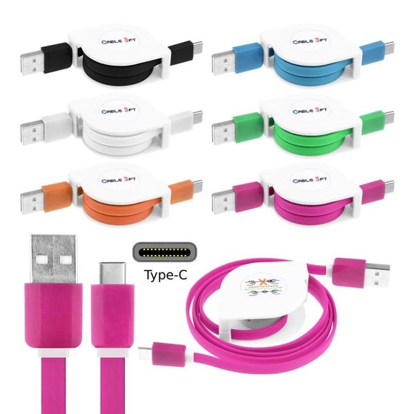 

qucik charging 3ft 1m usb 3.1 retractable usb-c type c data sync charger cable cord for samsung huawei lg