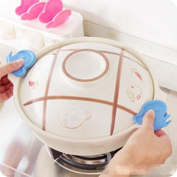 

butterfly shape silicone pot holder heat resisting gloves dish tray clip anti scald kitchen tool multi color