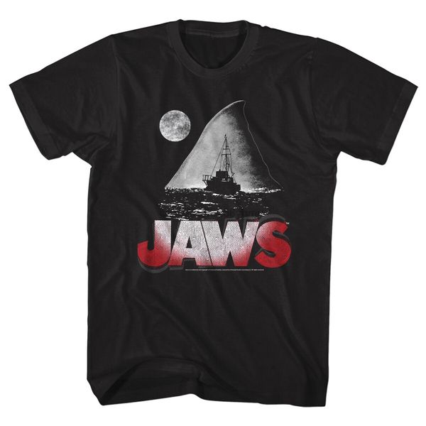 

официальный манс тенниску jaws в размерах см - 5xl ночное время суток 100% черный хлопок (1