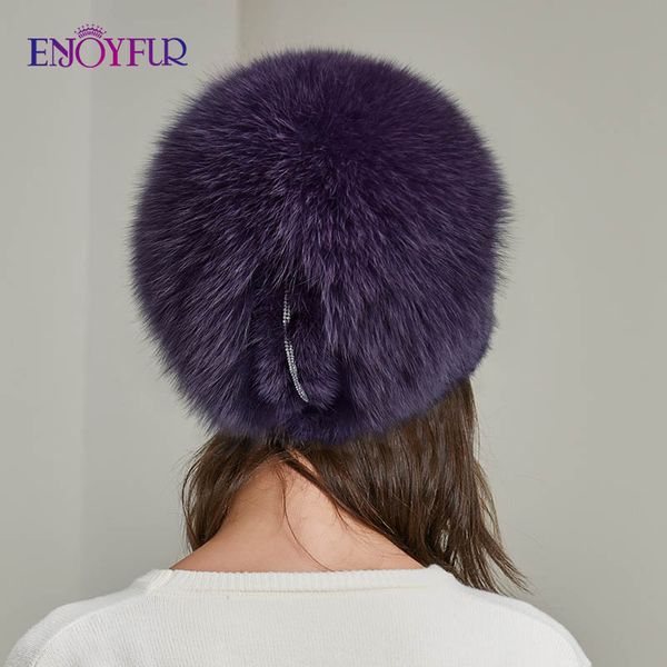 

enjoyfur winter women's natural hats fluffy fur luxury female woven bonnet fashion rhinestne warm ski gorro beanies, Blue;gray