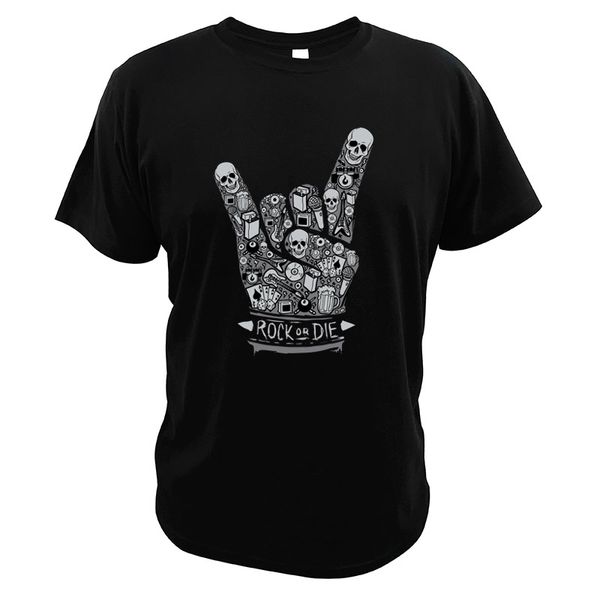 

rock or die t shirt rock gesture guitar skull beer playing cards dice eu size digital print music t shirts