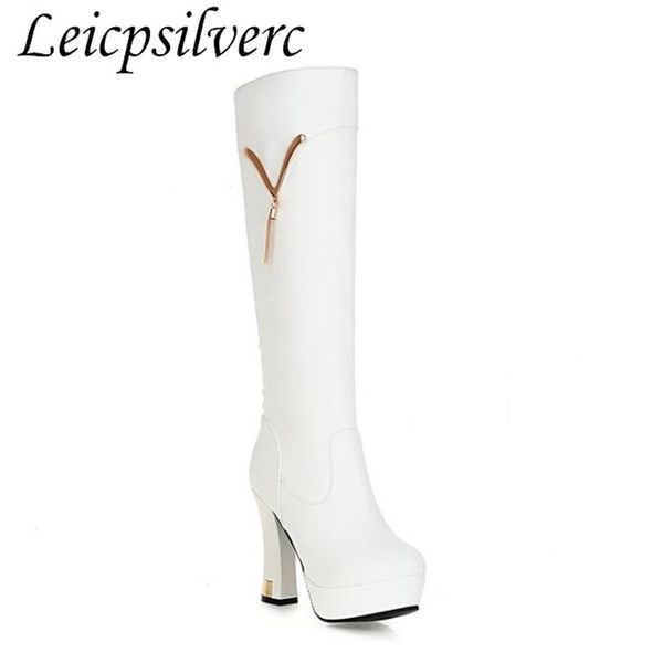 

большие дворы осенние новые сапоги женские моды сапоги на высоком каблуке с белым v украшения стороны молнии их рыцаря, Black