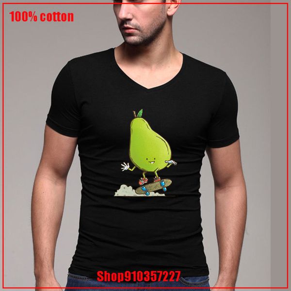

unique latest popularity the pear skater v-neck man plus size cotton t shirt hombre camiseta printed tees young man blouse
