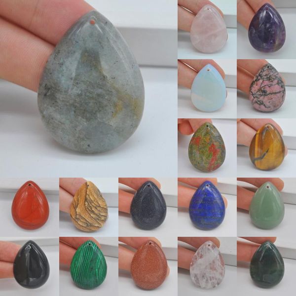 

other natural 40x30mm mixed stone bead teardrop cab cabochon hole jewelry for gift gem pendant 1pcs h149-h166