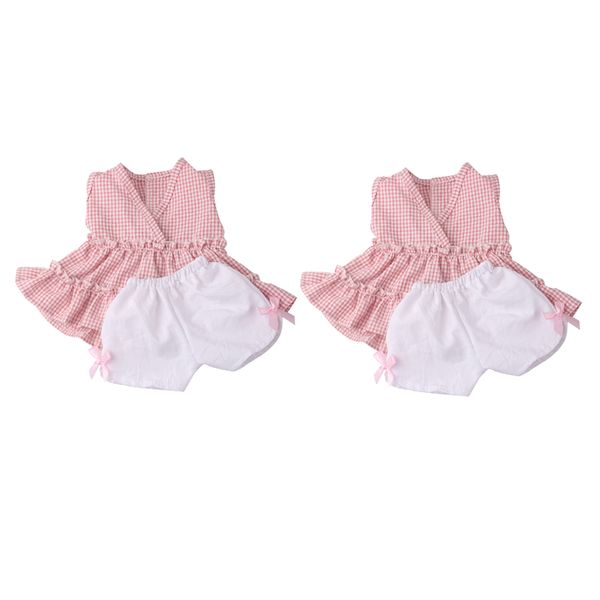 

2xsummer 18\" dolls dress with pants outfit fits 43cm baby doll clothes gifts