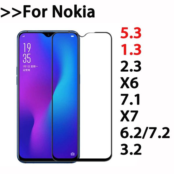 

full cover full glue tempered glass phone screen protector for nokia 5.3 1.3 2.3 nokia x6 x7 7.1 6.2 3.2 glass film