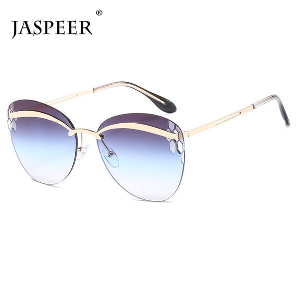 

jaspeer 2020 rimless sunglasses women frameless luxury sun glasses for men gradient eyeglasses shades unique eyebrow design, White;black