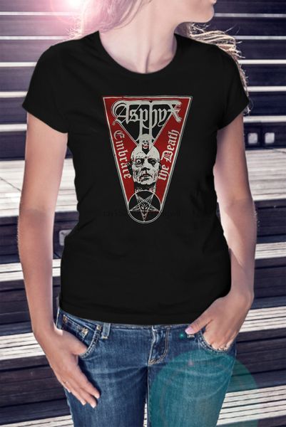 

asphyx женщин lady черная футболка металл tee shirt объятия смерти gorguts