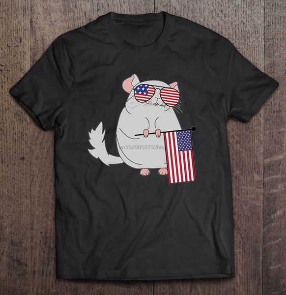 

мужчины смешной футболка мода тенниски шиншилла с стеклами 4 июля американского флага женщинами футболки