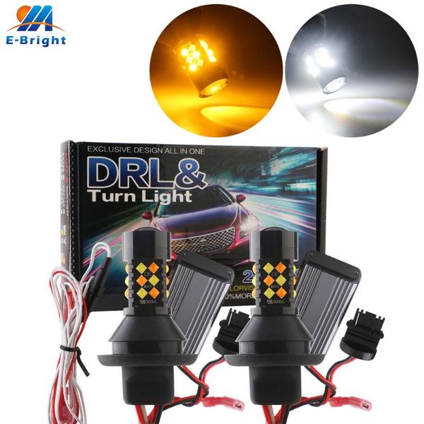 

2x canbus 12v 3030 30smd kit ba15s bau15s 3156 7440 led bulbs car turn signal light drl daytime white&amber dual color no error