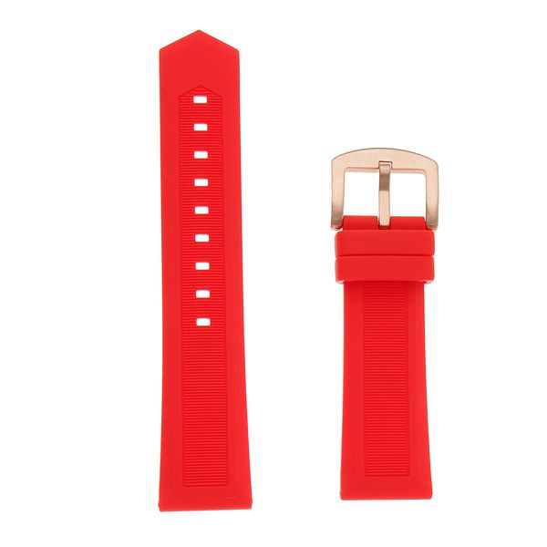 

waterproof red rubber wristband watch band strap replacement 19mm-24mm, Black;brown
