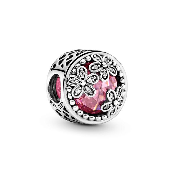 

2020 новые аутентичные ale 925 silver игристые розовый цветок маргаритки луговые шармов fit pandora style браслет для diy ювелирных решений, Black