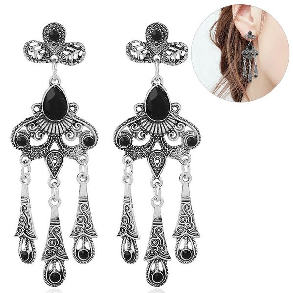 

2020 new bohemia drop earrings women's earrings vintage hollow leaf hook dangle ethnic jewelry accessories, Silver