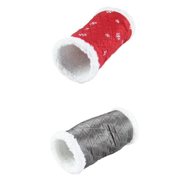 

2pcs warm pet fun tunnel hamster rabbit ferret guinea pig play toy gray+red