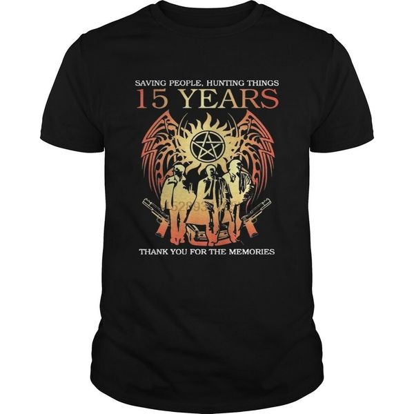 

15 years anniversary supernatural saving t-shirts m-3xl us mens clothing trend