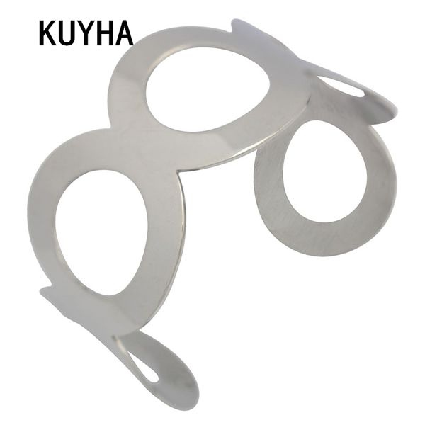 

fashion jewelry open bangle original design gold/silve color hollow round bracelet female male wholesale, Black