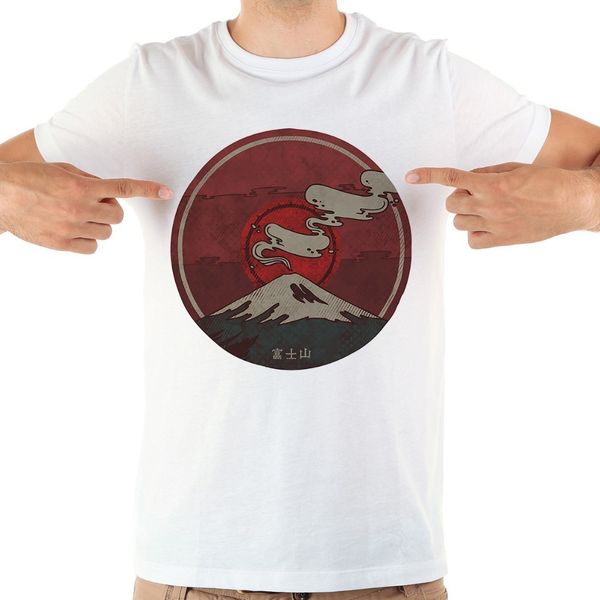 

япония фудзи диск смешного ретро артистическая тенниска мужчины 2018 летом новая белая случайная ьотта прохладная тенниски плюс размера