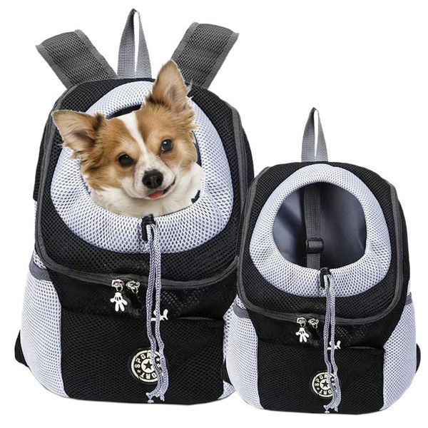 

portable dog carriers bag out double shoulder teddy pet dog carrier bag travel backpack outdoor front mesh backpack head