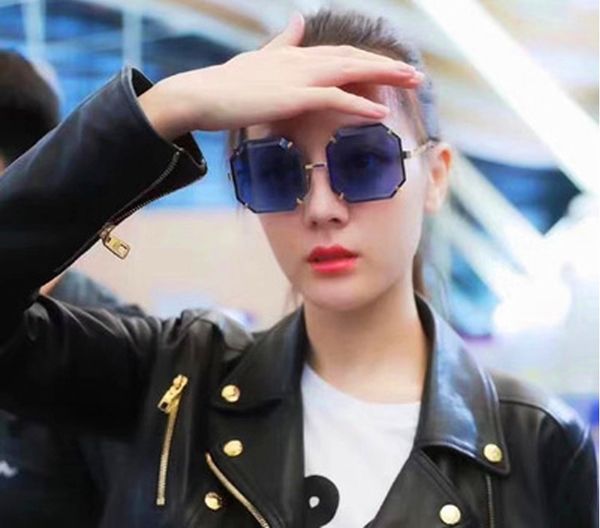 

2020 luxury no-hoop square sunglasses women's brand designer summer vintage shades sunglasses for female lady uv400, White;black
