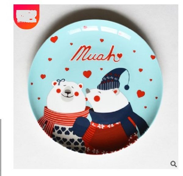 

2020 christmas ceramic plate cartoon hand painted steak plate fruit dish bone china western dish dinnerware 012