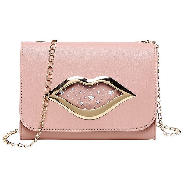 

red lip sequins one shoulder small square bag chain messenger bag 2020 summer sweet lady new female