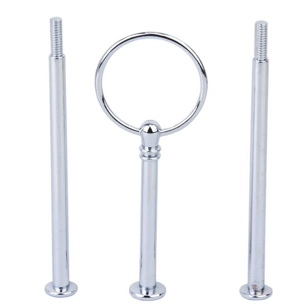 

baking & pastry tools 3-tier round ring cake cupcake plate stand display holder handle fittings (silver)