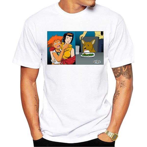 

teehub men t-shirt fashion girl yelling at a data dog printed tshirts short sleeve o-neck cool comics tees