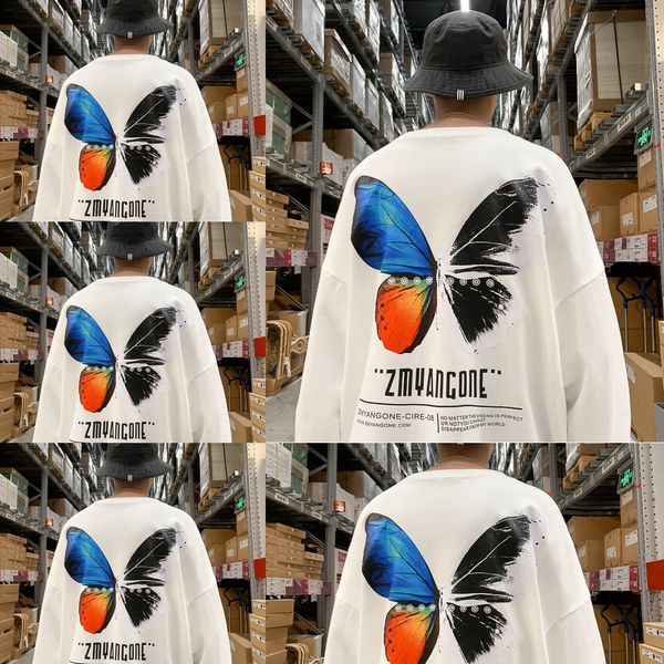 

2020 свитер осенью новый мужской футболка с длинным рукавом свитером печатной сыпучей шеи большой размера мужской модой бренд одежды пара 7c, Black