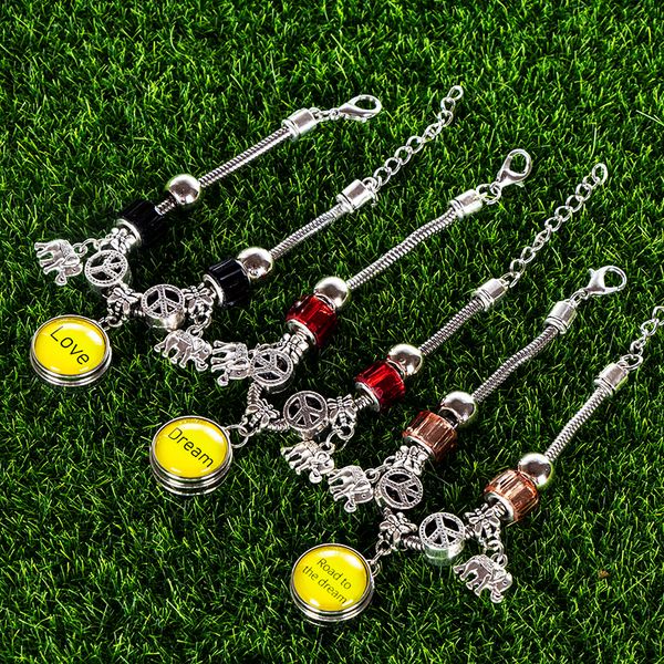 

charm bracelets elephant stainless steel bracelet for women love bloom dream perso nalitylabel pride pendant metal18mm snap button jewelry, Golden;silver