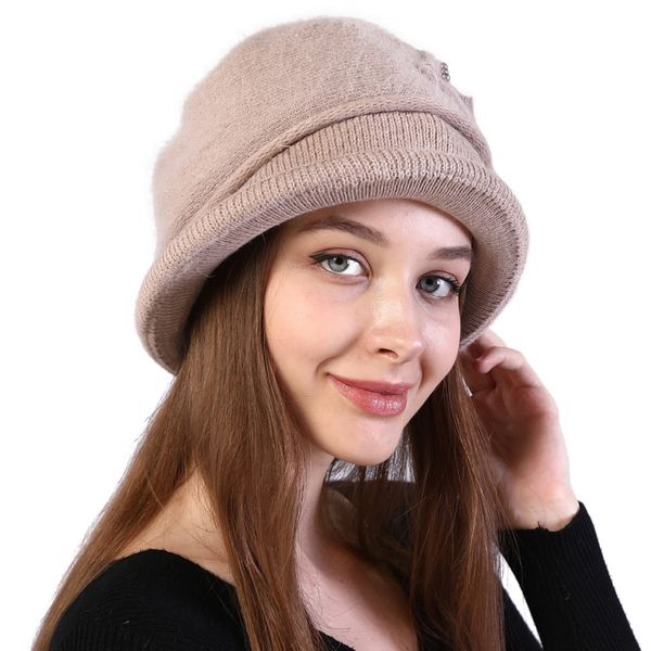

autumn winter thick warm mother hat pearl decoration fashion hat new, Blue;gray