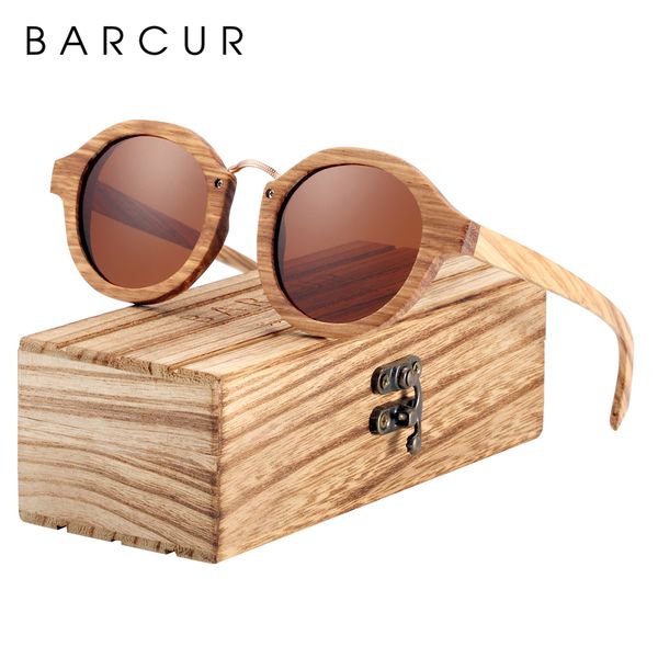 

barcur polarized sunglasses wood round sun glasses male shades oculos de sol masculino, Silver