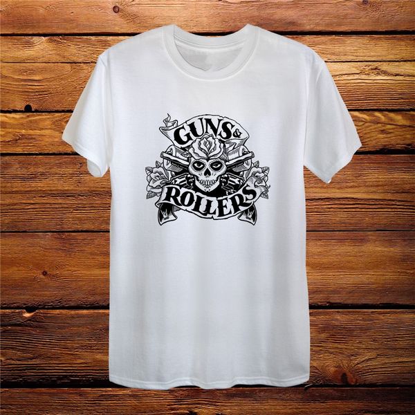 

guns and rollers skull roses t-shirt men women fitted Â classic custom design tee shirt
